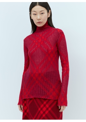 Burberry Check Mohair Blend Sweater - Woman Knitwear Red S