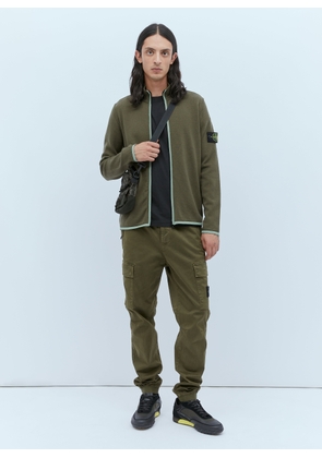 Stone Island Zip-up Compass Patch Knit Sweater - Man Knitwear Green Xl