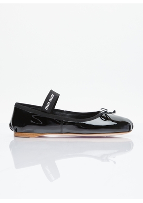 Miu Miu Patent Leather Ballerina Flats - Woman Flats Black Eu - 36