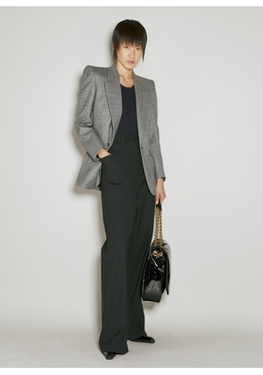 Saint Laurent Prince Of Wales Flannel Blazer - Woman Blazers Grey Fr - 38