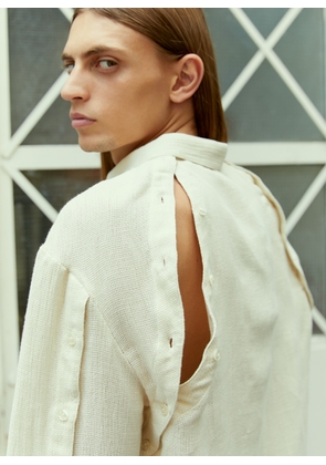 Eckhaus Latta Button Down Linen Shirt - Man Shirts White Xl