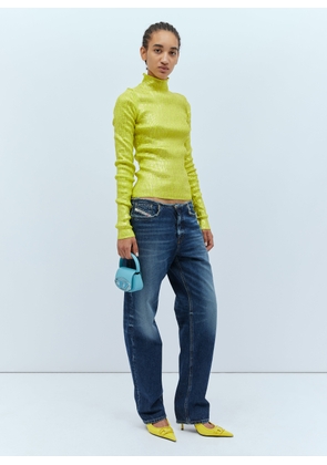 Diesel Metallic Logo Print Sweater - Woman Knitwear Green S