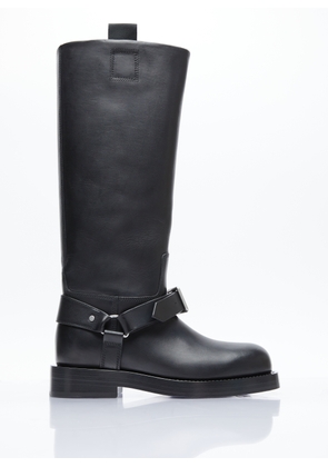 Burberry Leather Saddle Tall Boots - Woman Boots Black Eu - 36