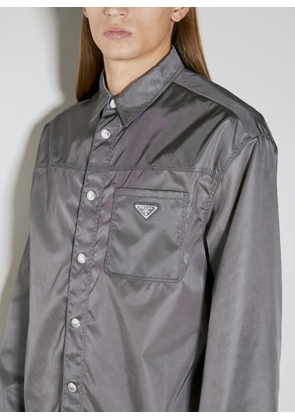 Prada Re-nylon Triangle Plaque Shirt - Man Shirts Grey Xl