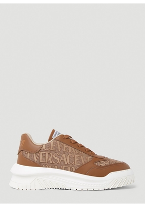Versace Logo Lace Up Sneakers - Man Sneakers Beige Eu - 41