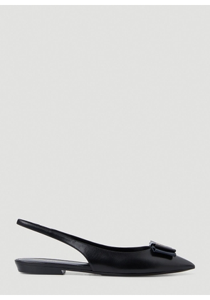 Saint Laurent Anais Bow Flat Sandals - Woman Flats Black Eu - 37