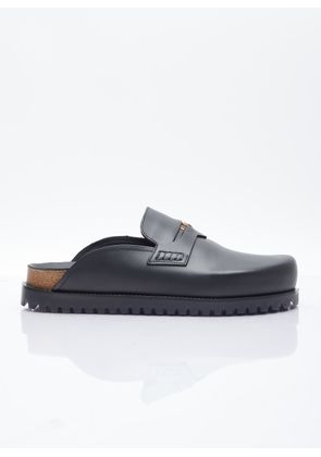 Versace Medusa Leather Mules - Man Slip Ons Black Eu - 45