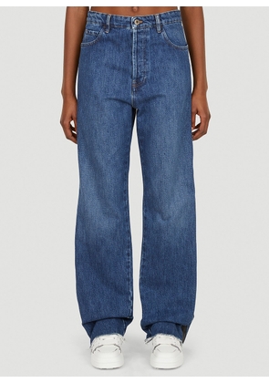 Miu Miu Logo Patch Wide Leg Jeans - Woman Jeans Blue 27