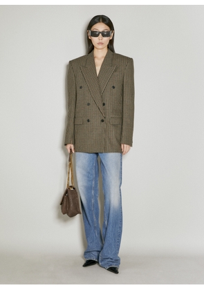 Saint Laurent Oversized Vichy Wool Blazer - Woman Blazers Brown Fr - 38