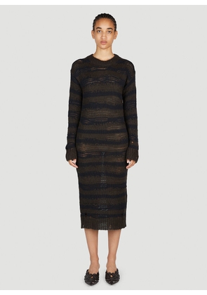 Acne Studios Ladder Knit Midi Dress - Woman Dresses Brown S