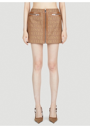 Versace Logo Mini Skirt - Woman Skirts Brown It - 42