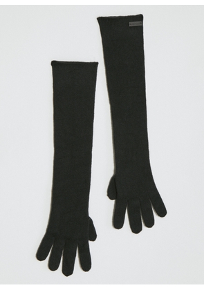 Saint Laurent Long Cashmere Knit Gloves - Woman Gloves Black It - 7.5
