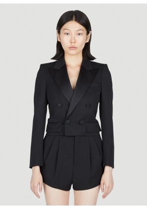 Saint Laurent Cropped Tuxedo Blazer - Woman Blazers Black Fr - 34