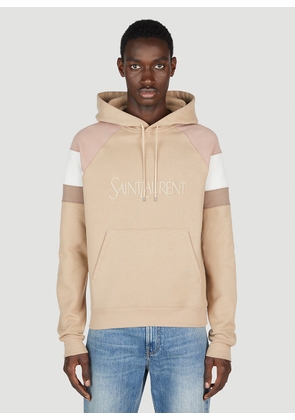 Saint Laurent Logo Embroidery Hooded Sweatshirt - Man Sweatshirts Beige Xs