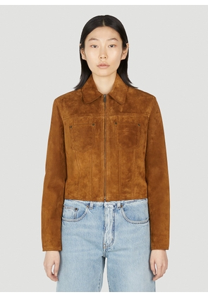 Saint Laurent Suede Jacket - Woman Jackets Brown Fr - 38