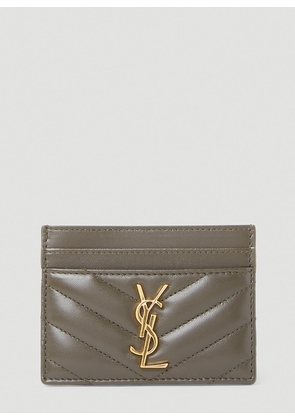 Saint Laurent Quilted Logo Plaque Cardholder - Woman Wallets & Cardholders Khaki One Size