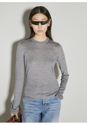 Saint Laurent Cashmere, Wool And Silk Sweater - Woman Knitwear Grey S