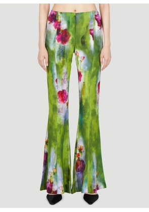 Acne Studios Floral Print Flared Pants - Woman Pants Green Fr - 36