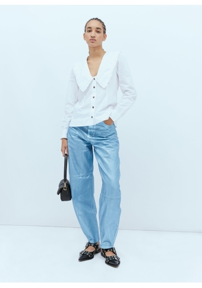 GANNI Foil Stary Denim Jeans - Woman Jeans Blue 28