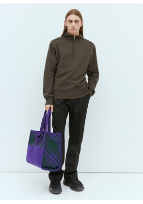 Burberry Check Shopper Tote Bag - Man Tote Bags Purple One Size