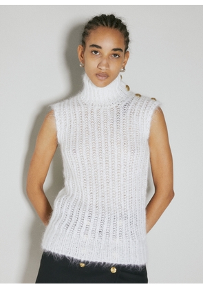 Balmain Gitter Mohair Top - Woman Knitwear White Fr - 38