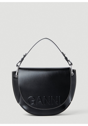 GANNI Banner Saddle Handbag - Woman Handbags Black One Size