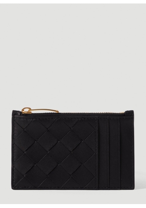 Bottega Veneta Intreccio Zipped Cardholder - Woman Wallets & Cardholders Black One Size