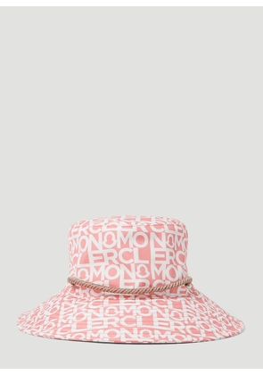 Moncler Logo Print Wide Brim Hat - Woman Hats Pink M