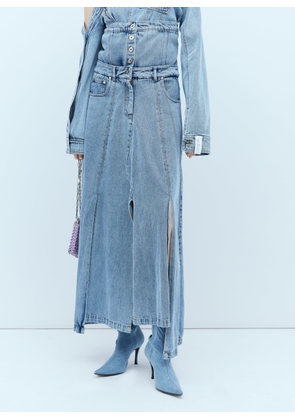 Rokh Extended Waistband Denim Skirt - Woman Skirts Blue Eu - 34