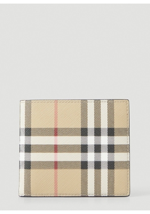 Burberry Sandon Check Bi Fold Wallet - Man Wallets & Cardholders Beige One Size