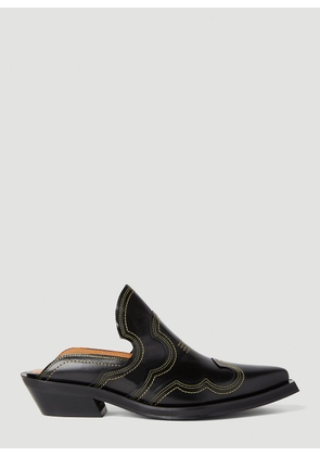 GANNI Embroidered Western Mules - Woman Slides Black Eu - 36