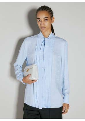 Prada Logo Jacquard Silk Shirt - Woman Shirts Blue It - 38