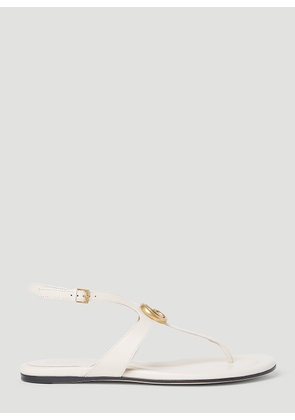 Gucci Double G Thong Leather Sandals - Woman Sandals White Eu - 39