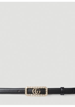 Gucci Crystal Double G Buckle Belt - Woman Belts Black 80