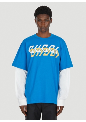 Gucci Mirror Logo T-shirt - Man T-shirts Blue L