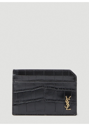 Saint Laurent Croc Embossed Cardholder - Man Wallets & Cardholders Black One Size