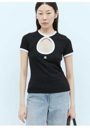 Courrèges Contrast Circle T-shirt - Woman T-shirts Black Xs