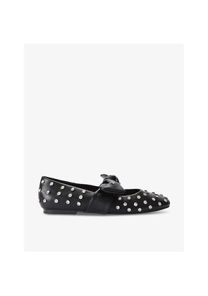 Womens KG Kurt Geiger Master Stud 2 Stud-Embellished Flat Leather Ballet Flats