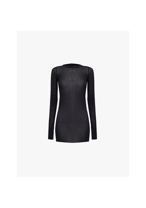 Womens Rick Owens Semi-Sheer Long-Sleeved Knitted T-Shirt