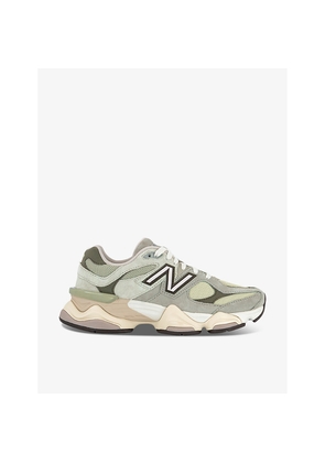 Mens New Balance 9060 Brand-Patch Leather and Mesh Low-Top Trainers