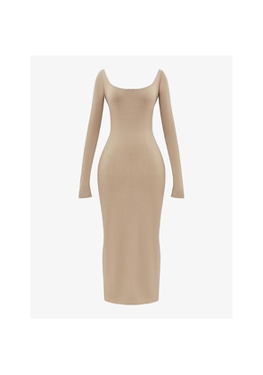 Womens Mistress Rocks Open-Back Slim-Fit Long-Sleeve Stretch-Jersey Maxi Dress