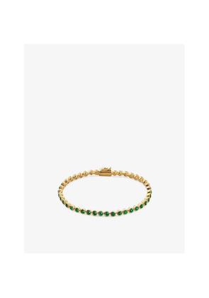 Womens Monica Vinader Gemstone Essential Tennis 18ct Yellow Gold-Plated Vermeil Sterling-Silver and Green Onyx Bracelet