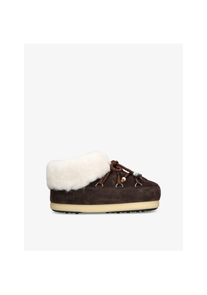 Womens Moon Boot Bead-Embellished Suede Mules