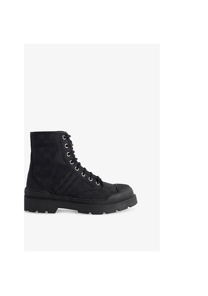 Mens Gucci Web Monogram Canvas Boots