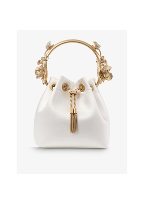 Womens Jimmy Choo Bon Bon Flower-Embellished Satin Cross-Body Bag