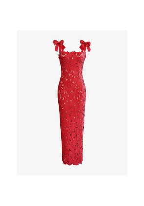 Womens House of CB Tiff Velvet Lace Maxi Dress