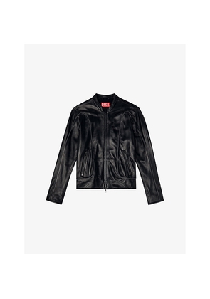 Mens Diesel L-Krixy Brand-Embossed Regular-Fit Leather Jacket