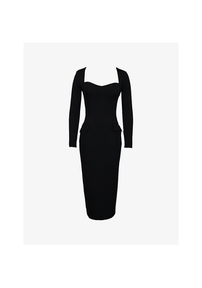 Womens House of CB Ella Long-Sleeve Stretch-Woven Midi Dress