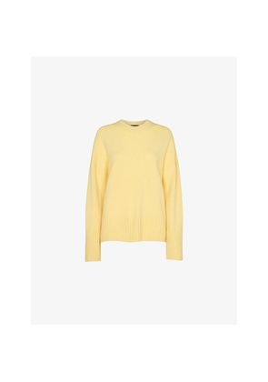 Womens Whistles Ribbed-Cuff Wool Knitted Jumper