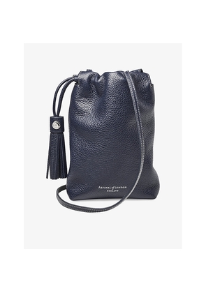 Womens Aspinal Of London Hudson Small Leather Drawstring Crossbody Bag